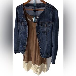 Umgee pullover sheath dress med relaxed fit brown ivory bohemian whimsigoth